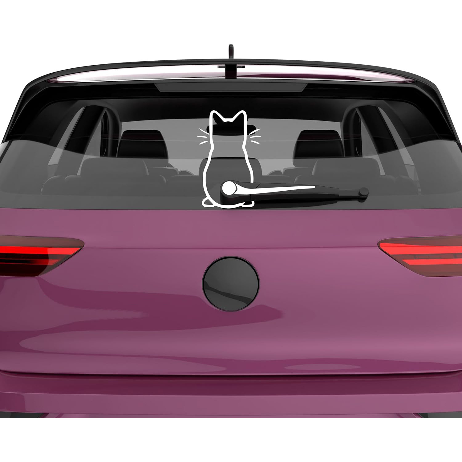 Cute Cat Car Wiper Vinyl Sticker, Animal Engraved Waterproof Body Sticker_voghion.com