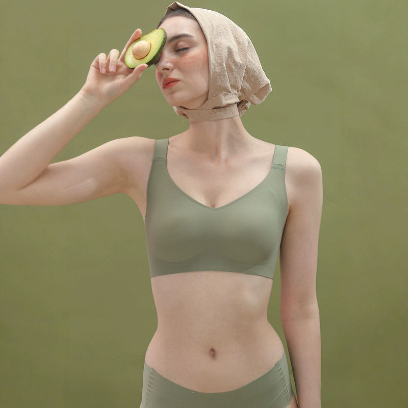 Jelly underwear women's thin big chest small anti-sagging breast contracting seamless wireless bra sports plus size