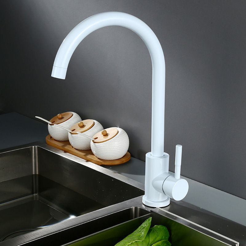 White kitchen 360-degree rotating faucet 304 stainless steel sink sink hot and cold faucet