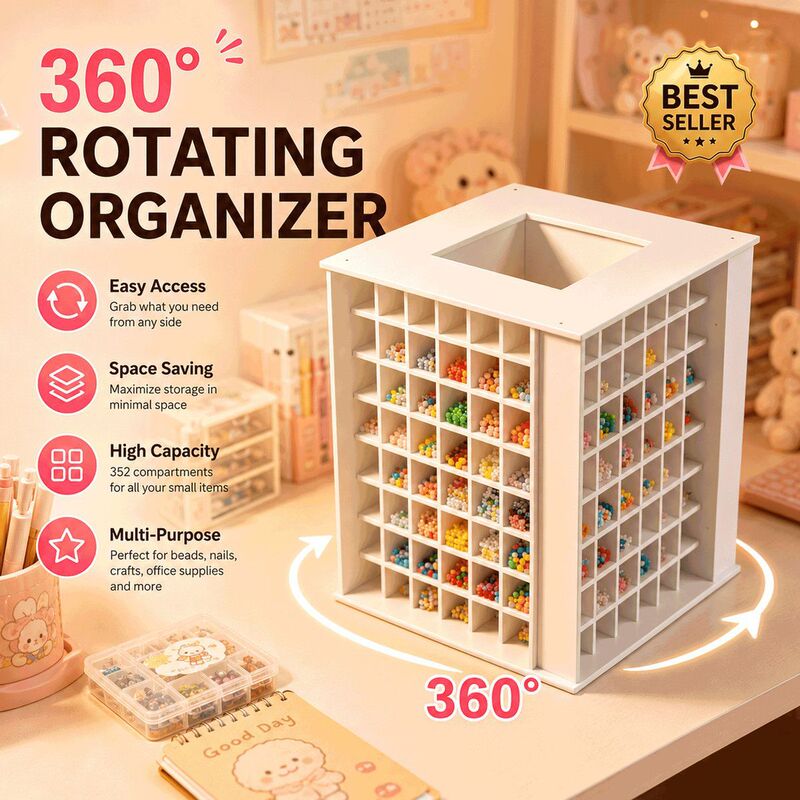 Desktop Bead Storage Box with Compartments, Rotating Organizer Rack, Large Capacity Multi-Compartment Storage Rack Desktop Bead Storage Box with Compartments, Rotating Organizer Rack, Large Capacity Multi-Compartment Storage Rack