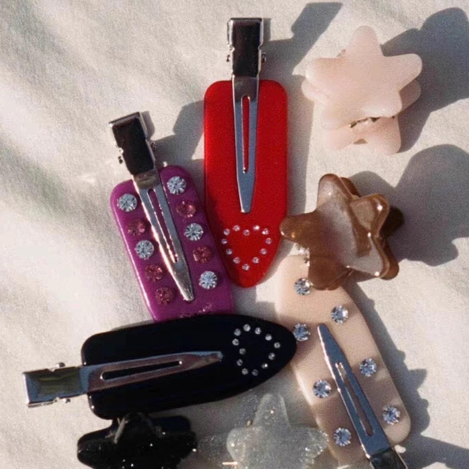 Emijay Same Style High-Quality Acetate Sparkling Diamond Five-Pointed Star Cute Seamless Edge Hair Clip Dot Diamond Duckbill Clip