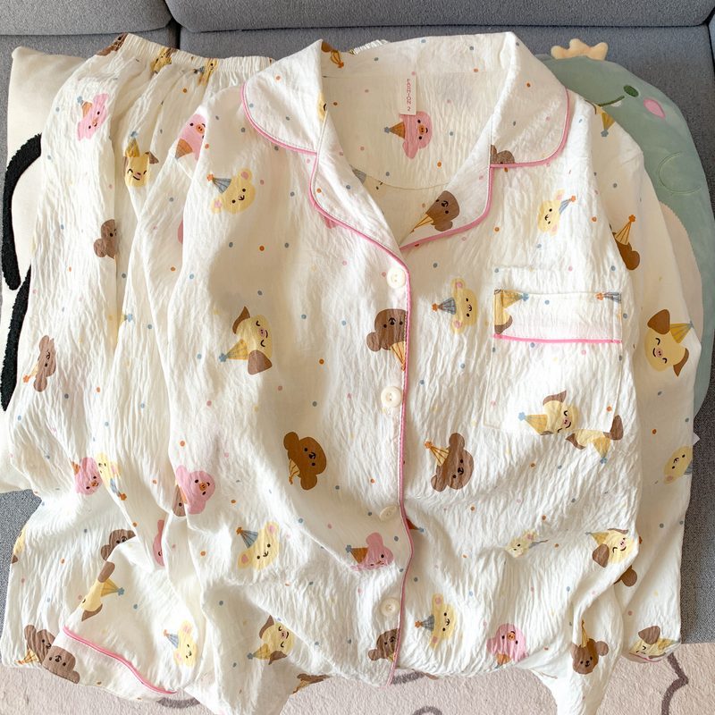 (가슴패드 없음) [윤두면] 도트베어 긴팔+바지