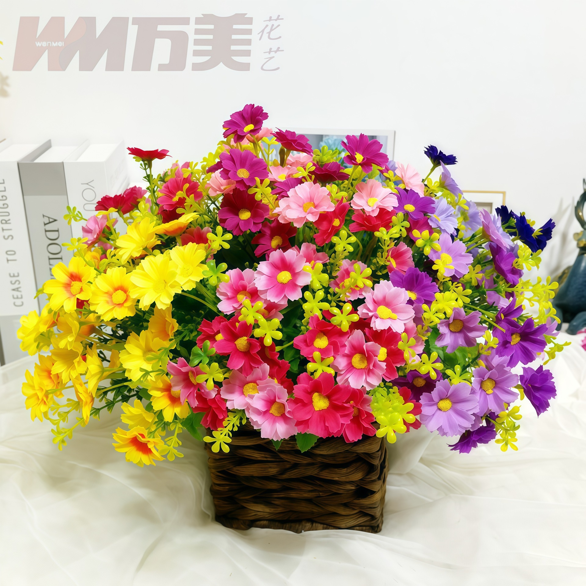 仿真花28头跳兰菊小雏菊假花装饰花绢花塑料花布花户外工程小野菊