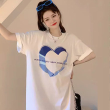 2024韩版夏季新款宽松显瘦时尚卡通印花短袖T恤女中长款上衣30602