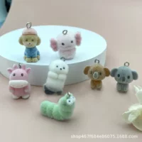 Смола флокированный милый мультфильм морской выдры маленькие животные брелок подвеска diy ручной работы серьги автомобильные аксессуары