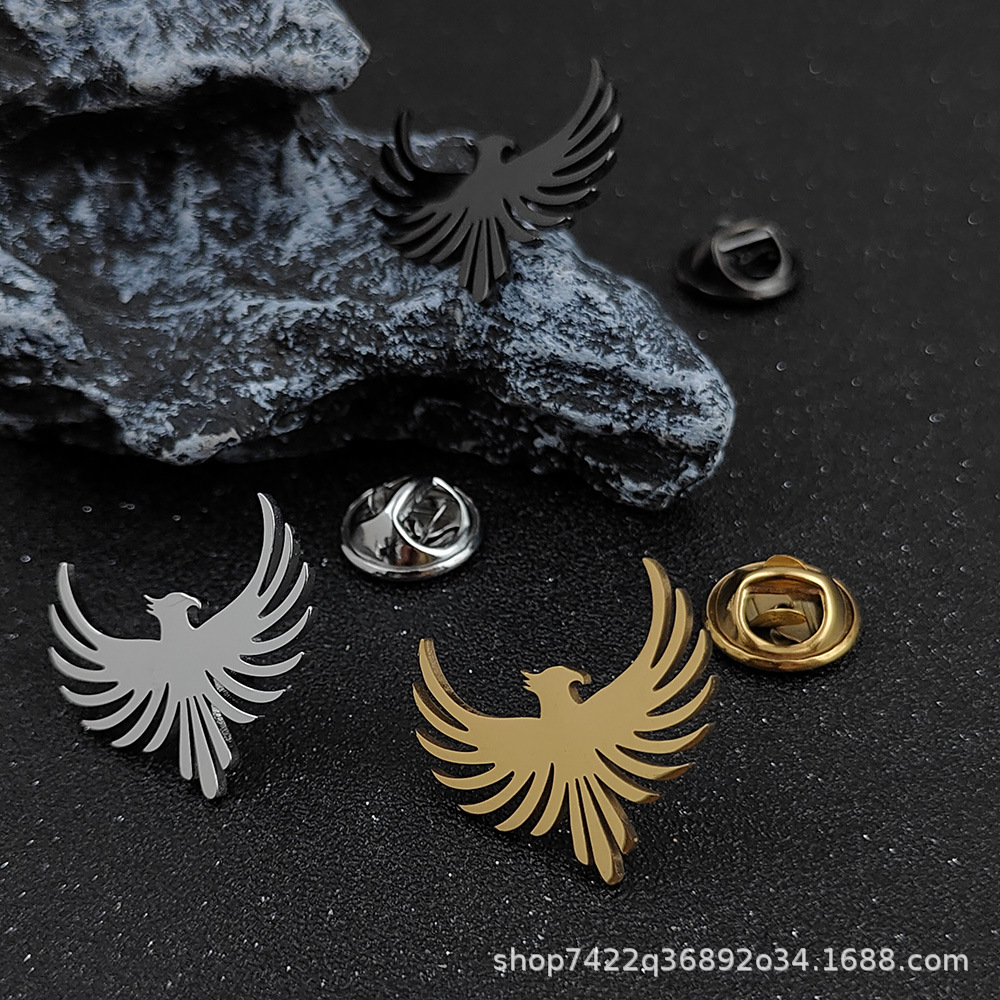 Chinese Style Phoenix Gold-Plated Brooch for Men and Women, High-End Clothing Accessories, Denim Leather Jacket, Bag Decoration
