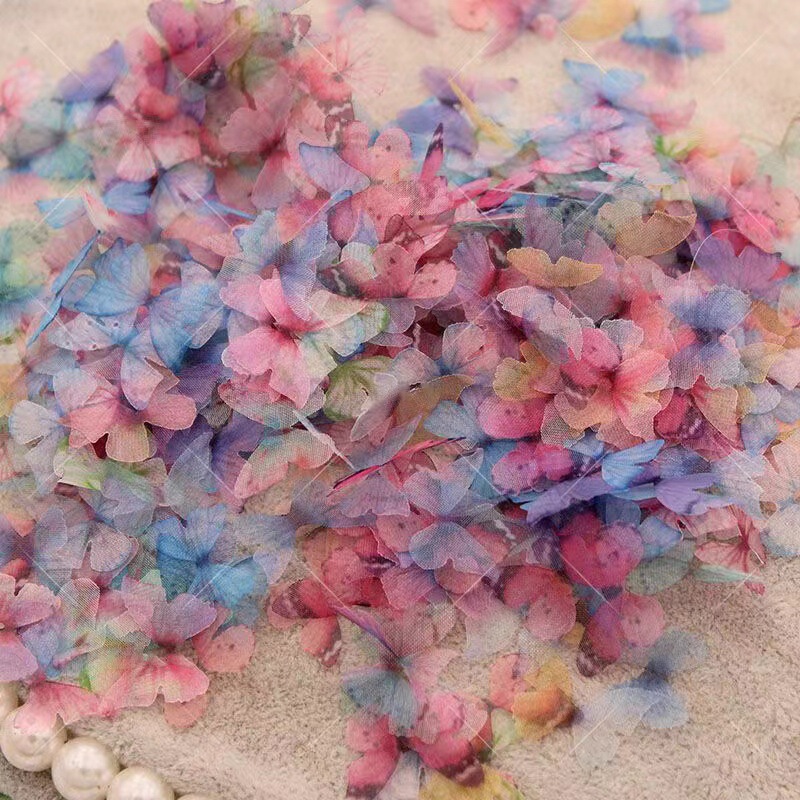 A variety of multi-color mixed hair butterfly accessories makeup makeup artist face stickers single-layer diy tulle butterfly beauty wholesale