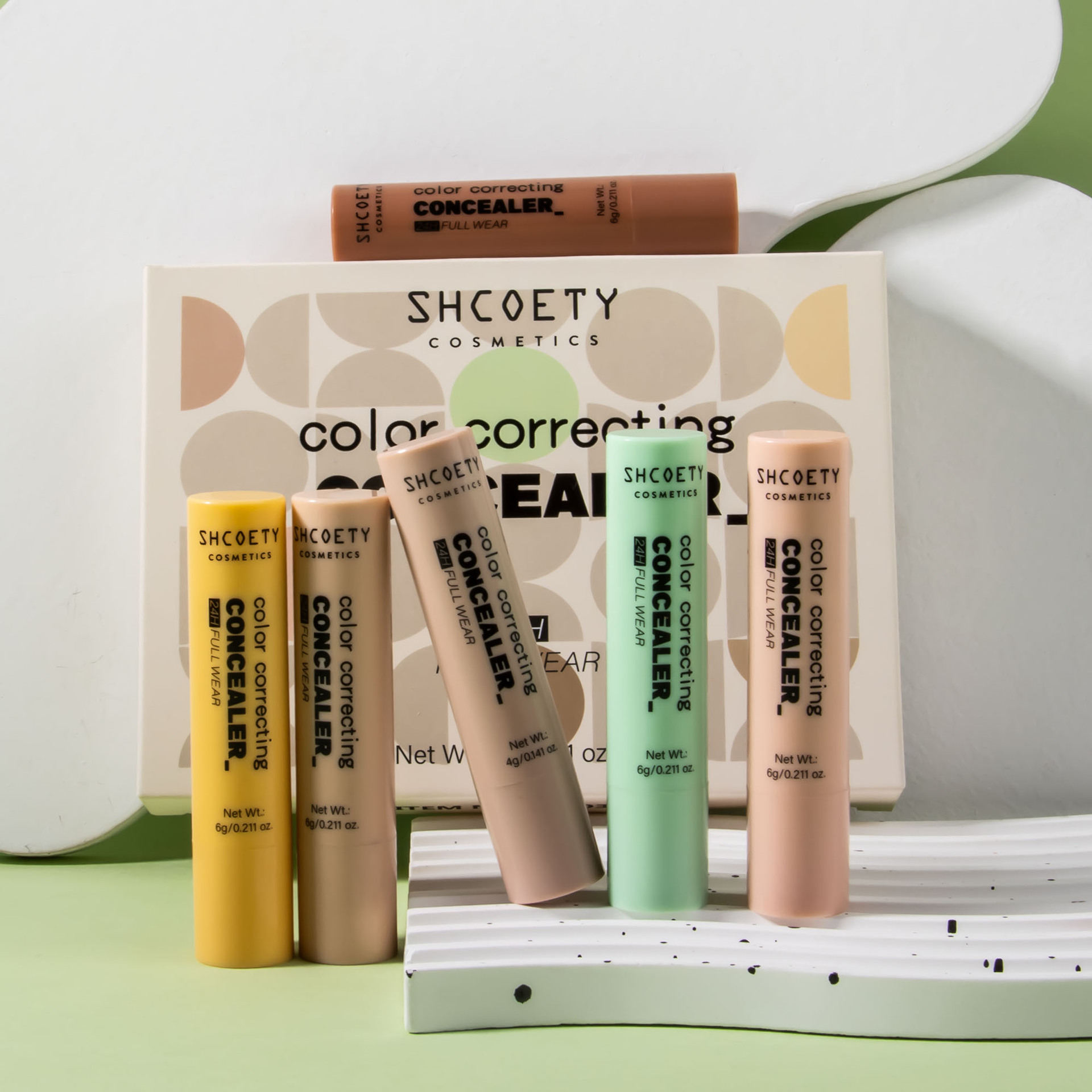 SHCOETY Cross-border Exclusive Rotating Concealer Set 6-color Natural Three-dimensional matte Concealer Stick Facial Contouring pen undefined