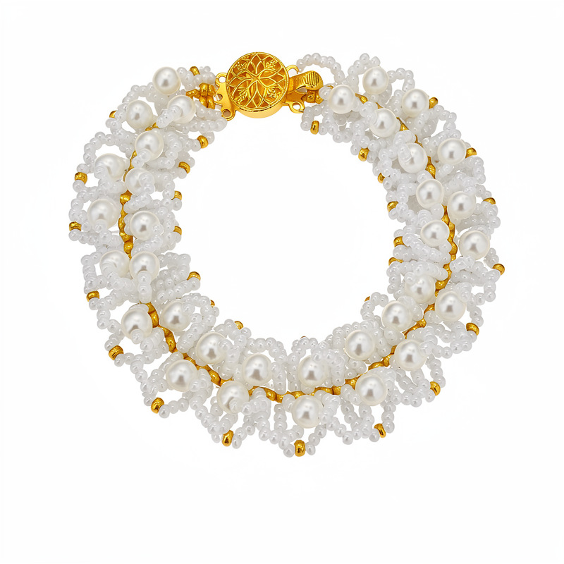 Collar de perlas retrógrado redondo francés lujo ligero nicho cadena de clavícula de alta calidad conjunto de joyería de moda image 6