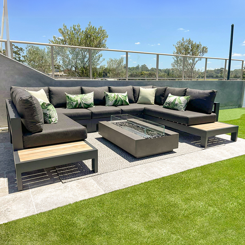 Villa patio terraza sofá de aleación de aluminio combinación de jardín al aire libre impermeable muebles de protección solar sofá de ocio al aire libre