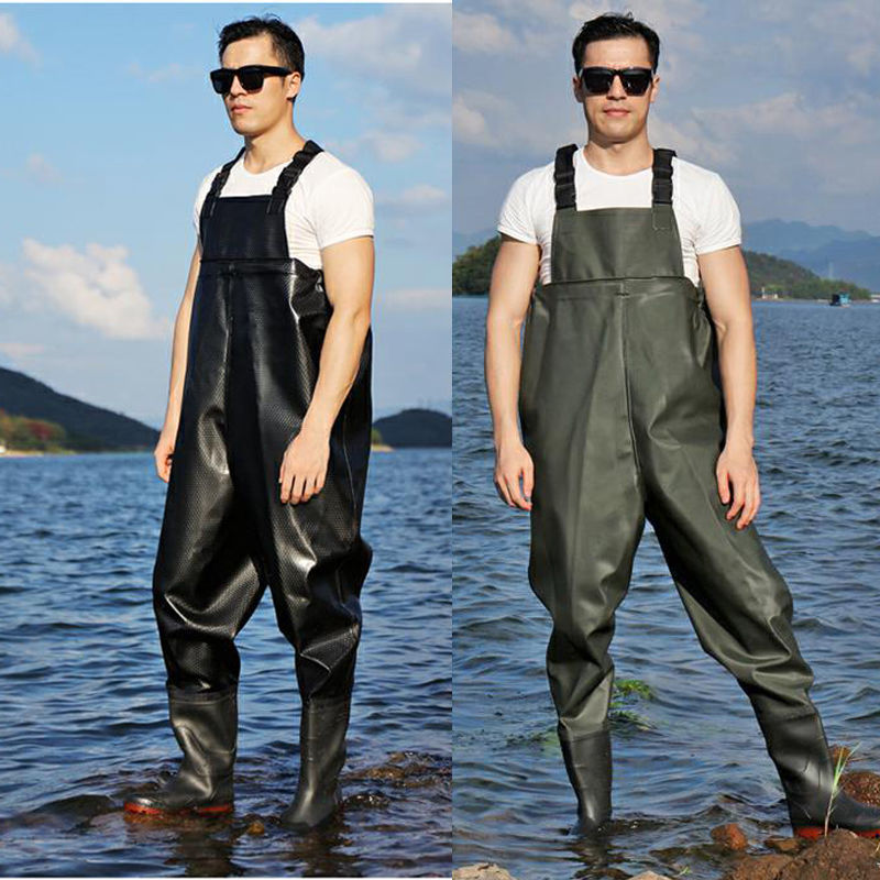 Thickened Durable Fishing Waders Half-Body Rain Pants Unisex Waterproof Clothing Leather Pants Fisherman Pants Water Shoes