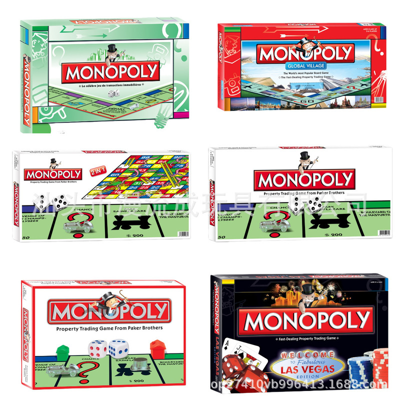 Foreign Trade Cross-Border English and Spanish Monopoly Board Game Card Interactive Educational Chess Coin Board Game Set Board Game Toys