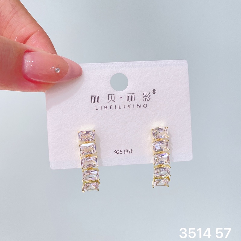 丽银丽贝丽影新款欧美时尚超闪锆石耳钉气质名媛风高级感轻奢耳饰|undefined