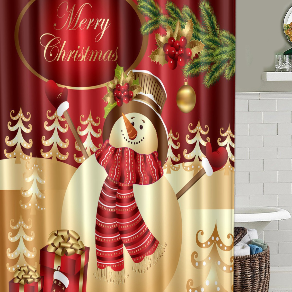 Muñeco de nieve de Navidad alfombra de baño alfombra de la puerta inodoro de tres piezas antideslizante alfombra de piso transfronterizo en stock deseo Amazon 1