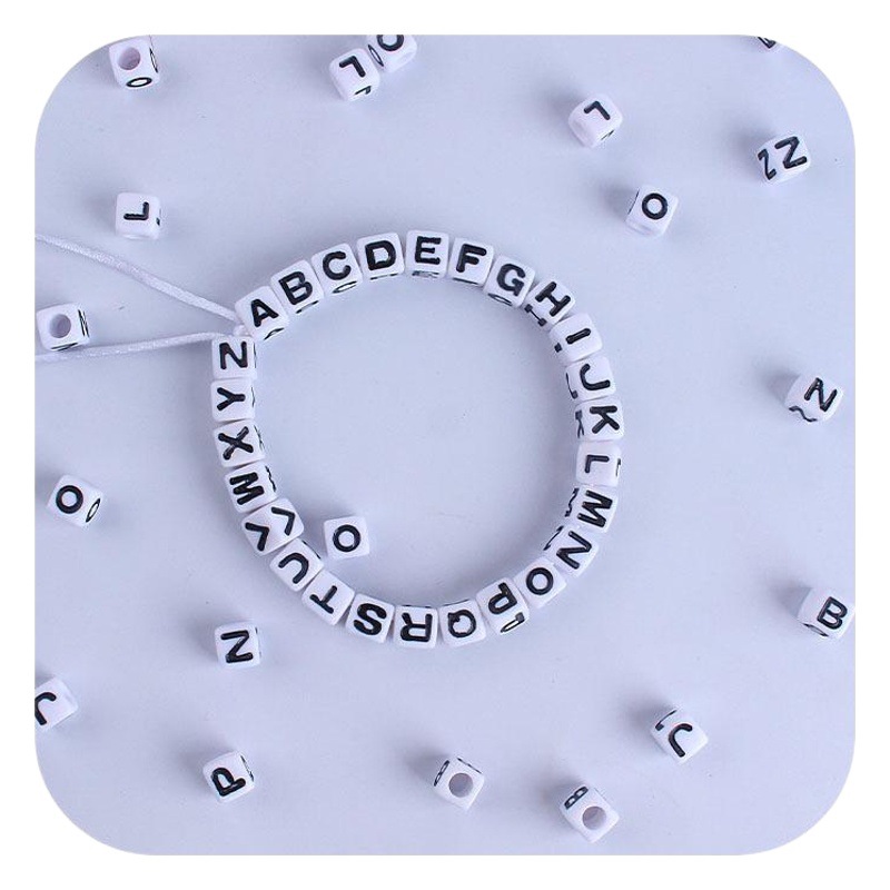 7mm plástico 26 inglés letras DIY creativo bebé nombre personalizado chupete cadena pulsera Accesorios