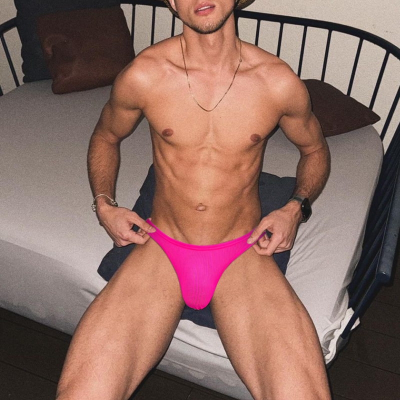 Mesh Breathable Men's Underwear Sexy Low Waist Fitness Comfortable Fashionable Solid Color Simple Men's Briefs