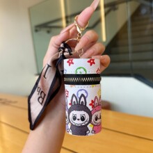 新款潮玩labubu零钱包挂件钥匙扣多功能小包包卡通圆筒口红小包包