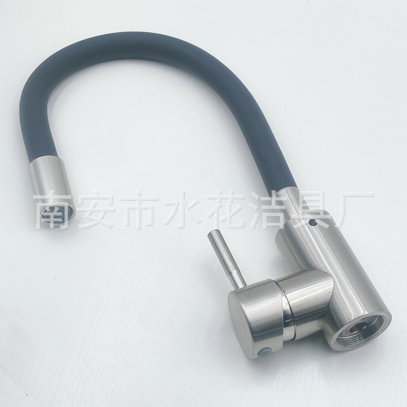 304 stainless steel kitchen silicone tube faucet, black universal rotatable sink, hot and cold water faucet details Picture