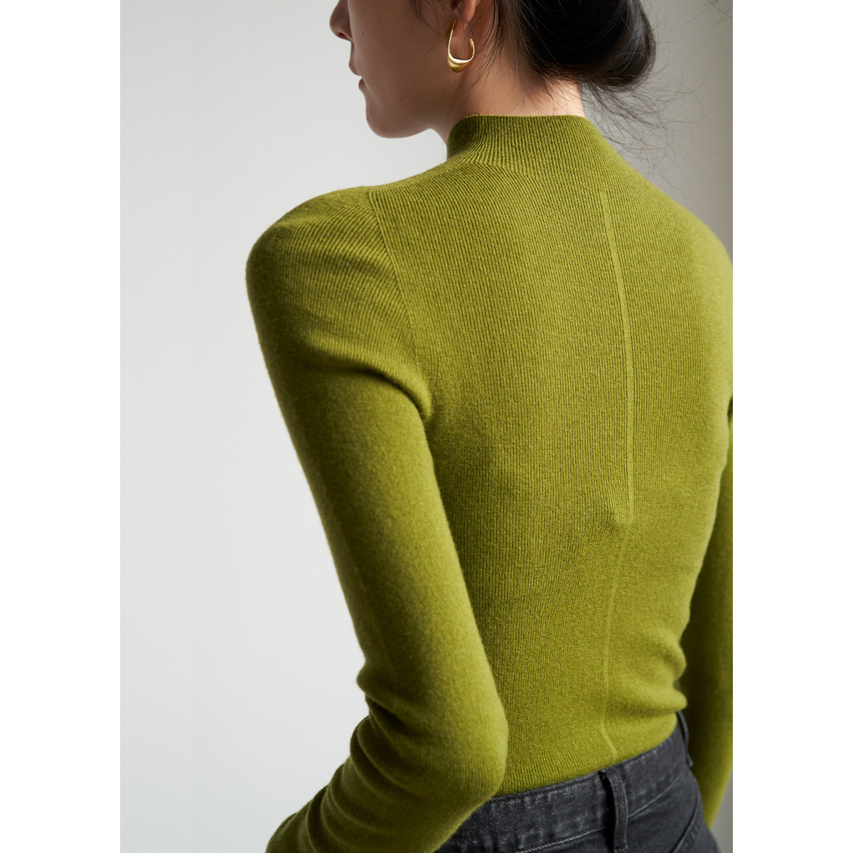 Women's Clothing seamless one piece commuter temperament half high collar wool sweater women's autumn bottoming top_voghion.com