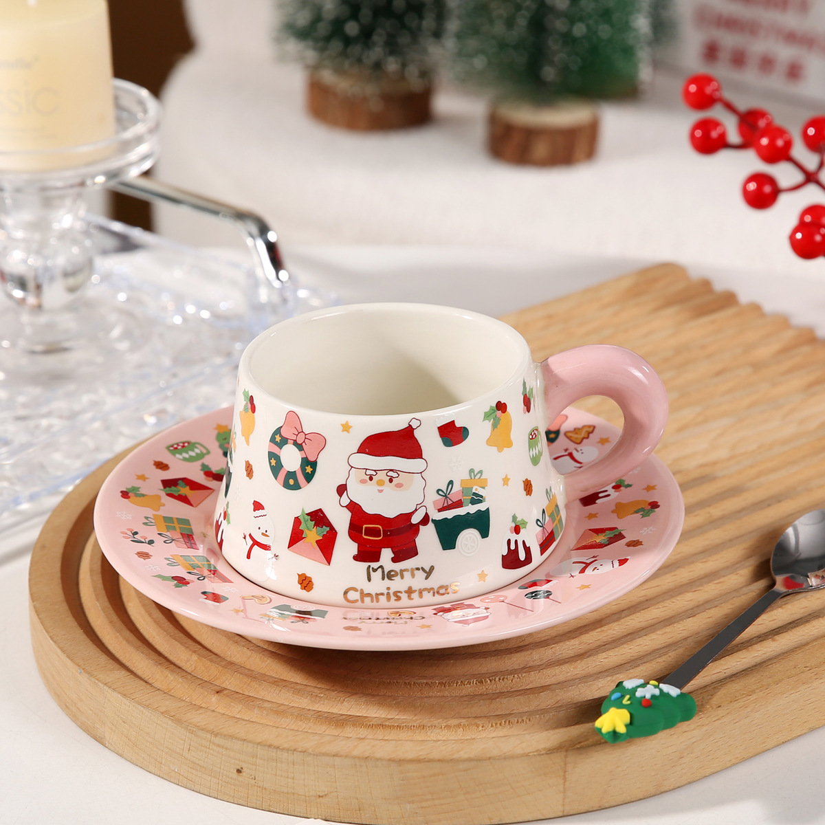 Tazas de Navidad, platos de cerámica, tazas de café, platos de decoración navideña, regalos de Navidad personalizados, logotipo internacional
