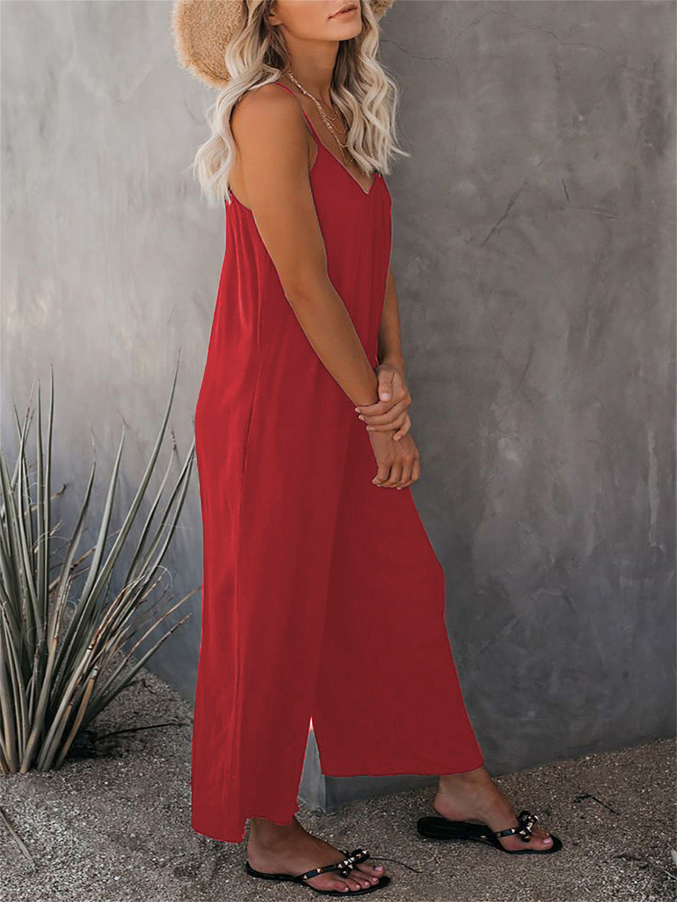 280g Weight Sleeveless Sleeve Length Full Length Pants Length Cotton Blend, Polyester Fabric Type Mid Waist Waist Line Jumpsuits Pants Type Bodysuits Tops Type Holiday, Daily Occasion Loose Fit Type Solid Color Pattern Summer, Spring Season Women's Gender Casual Style Women's Holiday Daily Bodysuits Casual Solid Color Full Length Jumpsuits 32