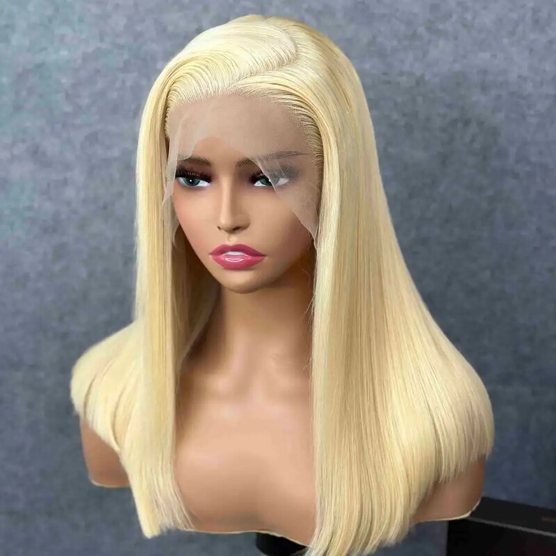 2025 Hot-Selling Lace Front Women's Wig Light Gold Long Straight Hair Lace Front Wig Set Ready for Delivery