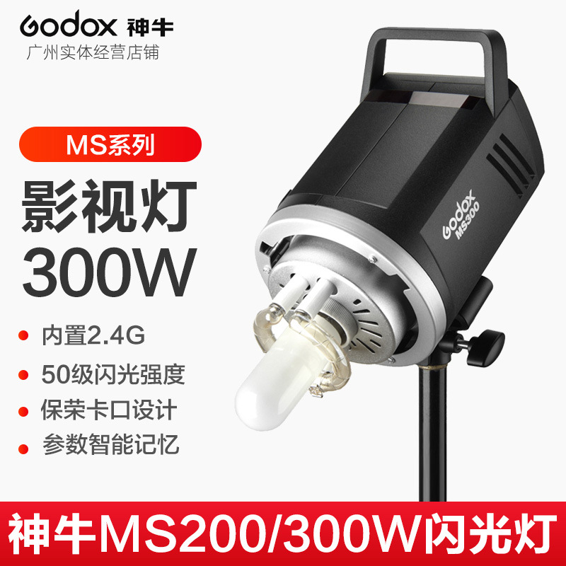 Godox 神牛MS200 MS300W摄影灯影楼证件照拍摄补光灯柔光灯保荣口