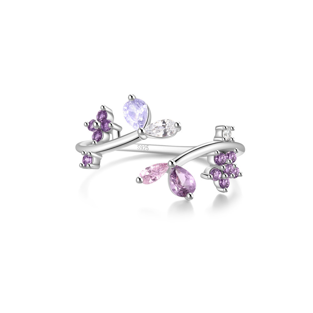 4g Weight Zircon Inlay Material Open Rings Classification Adjustable Ring Size 1 Piece Quantity Daily Occasion 925 Sterling Silver Material Heart Shape, Flower, Bow Knot Pattern Women's Gender Plating, Flowers Design Sweet, Shiny Style 925 Sterling Silver Zircon Heart Shape Flower Bow Knot Open Rings 50