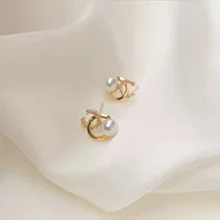 Серебряная игла, маленькие модные серьги, образец серебра 925, стиль Chanel, простой и элегантный дизайн, интернет-знаменитость