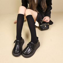 英伦风小皮鞋女2024年新款秋季百搭松糕厚底日系学生系带小单鞋