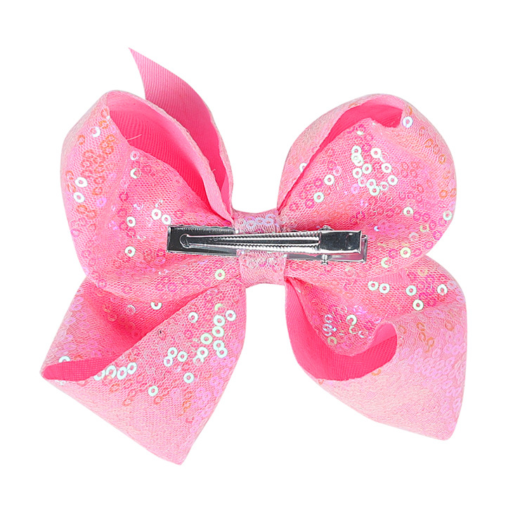 Children's Jewelry 5-inch Sequin Bow Hairpin Solid Color Girl Sequin Hairpin display picture 2