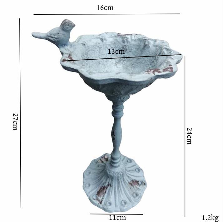 주철 새 모이통 장식품 블루