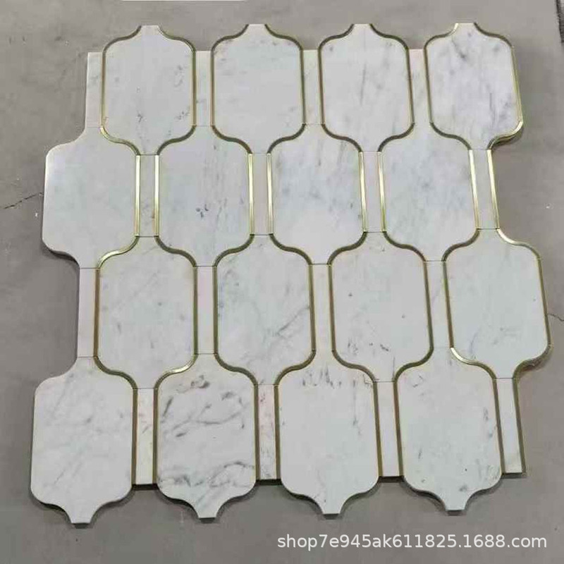Waterjet Mosaic Natural Marble Material Carrara White Hotel Living Room Kitchen Shower Room Wall and Floor Tiles Waterjet Mosaic Natural Marble Material Carrara White Hotel Living Room Kitchen Shower Room Wall and Floor Tiles