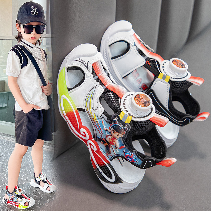 Sandalias Deportivas Cerradas para Niños de Cuero Artificial y Caucho Antideslizantes para Playa y Verano