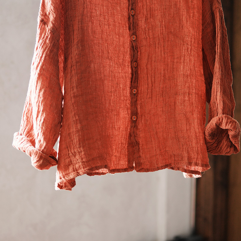 276 Color-woven Linen Breathable And Non-transparent Hand-embroidered Thread Sun-protective Shirt Jacket Women's Top_ecoleips.com