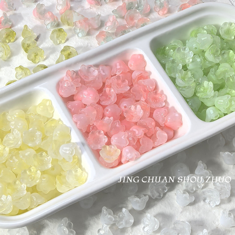 Wholesale 12mm Lily of the Valley Flower Stamens Bell Wind Chime Flower Glass DIY Handmade Hairpin Antique Accessories