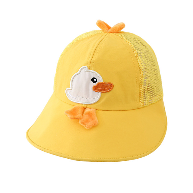 Bonito pato amarillo sombrero para niños de verano malla transpirable para niños y niñas bebés gorro de bisel grande sombrero de protección solar
