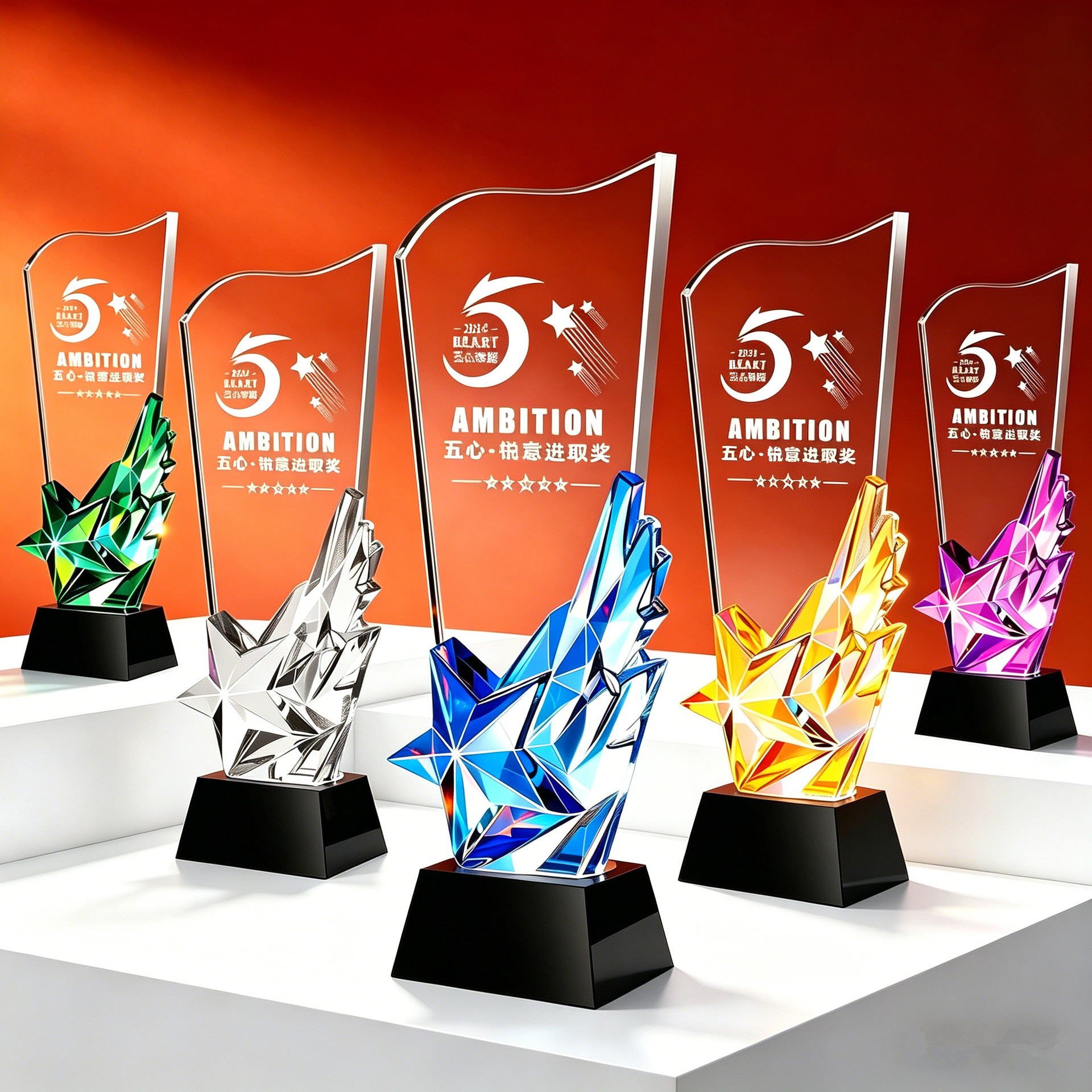 Trofeo de Cristal y Metal con Estrella de Cristal Artificial Tallado Personalizado para Premiación image 47
