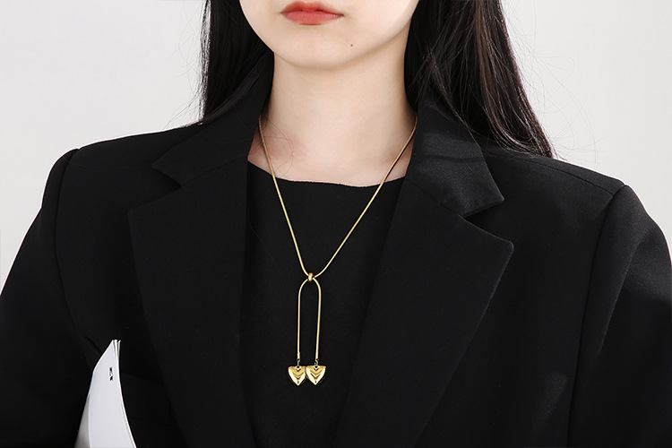 snake chain Chain Type 1 Piece Quantity Fashion Heart Shape Titanium Steel Necklace 1 Piece