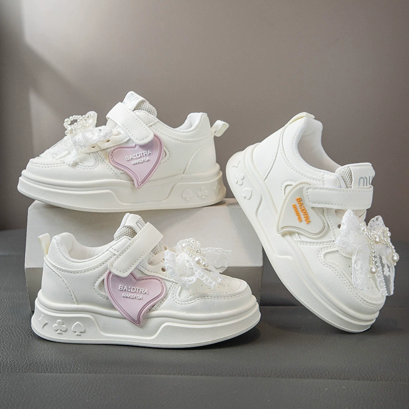 Спортивная обувь для девочек 2025 весна и осень новая детская обувь белая спортивная обувь с низким верхом