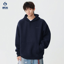 枫舍男装 /秋季新款连帽套头卫衣男刺绣宽松日系复古纯***侣帽衫