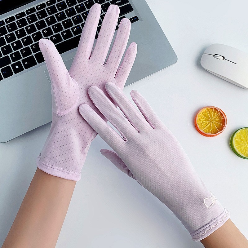 Guantes de protección solar de verano para mujeres anti-UV conducir pantalla táctil transpirable color sólido secado rápido guantes de hielo delgados