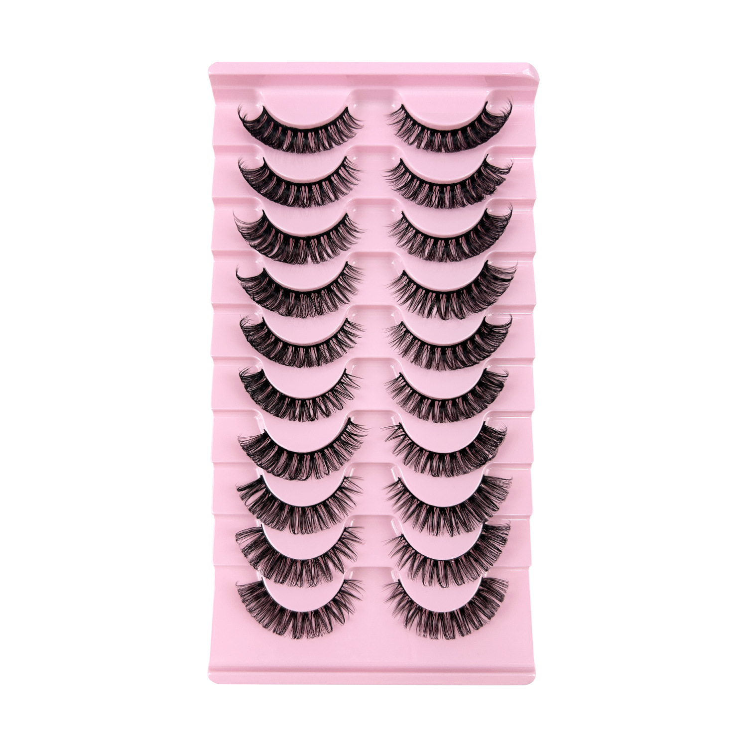 Transfronterizo 10 pares de pestañas postizas rizadas rusas, simulación gruesa, pelos, tallos negros DD, pestañas europeas y estadounidenses