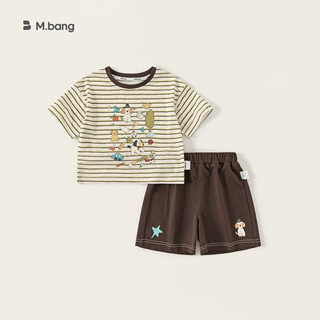 邦选湖州织里童装男童夏季衣服条纹印花短袖休闲短裤儿童两件套