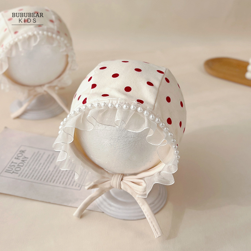 Sombrero de bebé de primavera y otoño princesa delgada gorro de oído de aire extranjero bebé primavera y verano encaje sombrero de corte pequeño mes sombrero de embarazo