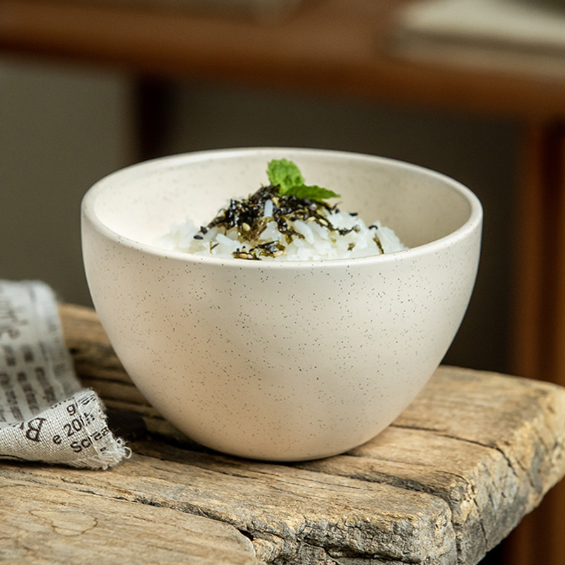 Cuencos de arroz de 4.5 pulgadas de alto valor nominal de sésamo, cuencos de arroz de cerámica domésticos, exportación transfronteriza