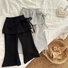 春秋女童装休闲裤宝宝洋气儿童个性潮牌韩版假两件裙裤网红喇叭裤