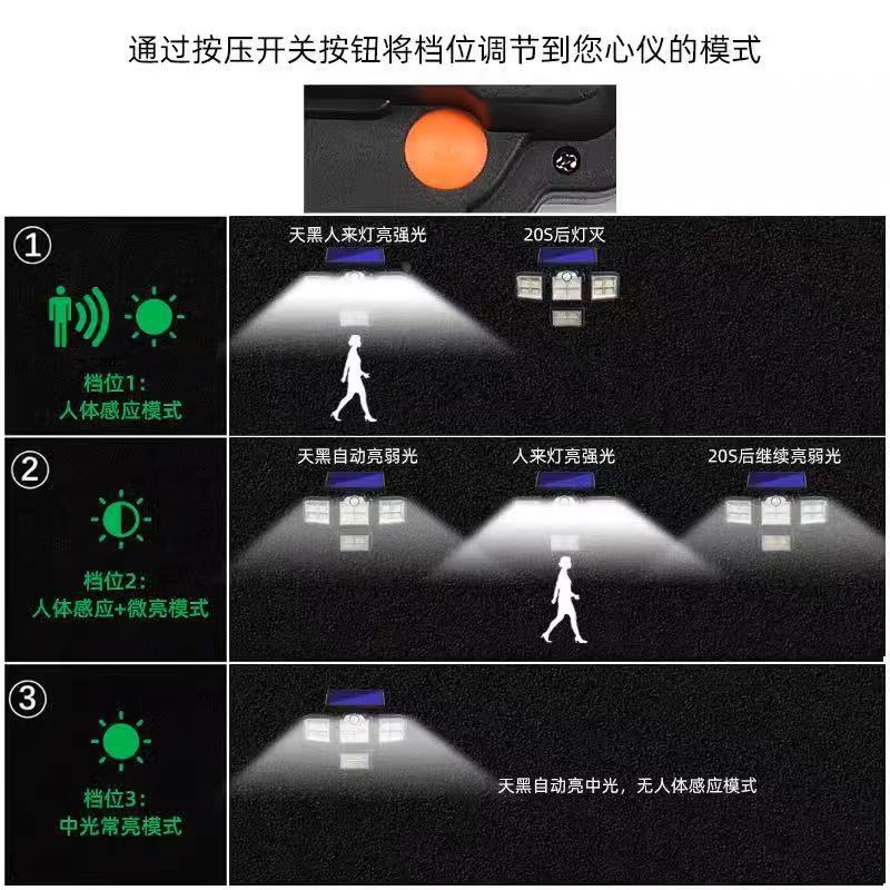 lámpara solar de pared multigrotación dividida lámpara de calle impermeable villa patio inducción del cuerpo humano lámpara de iluminación de carretera
