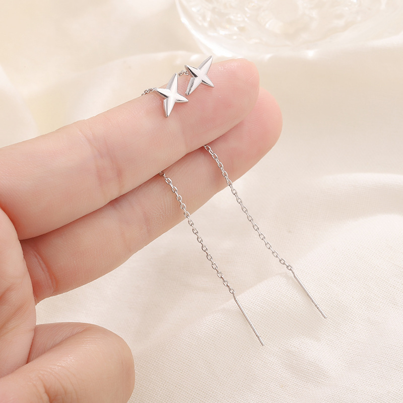 2022夏季新款ins女長款氣質耳線十字架流蘇簡約百搭耳環耳釘女