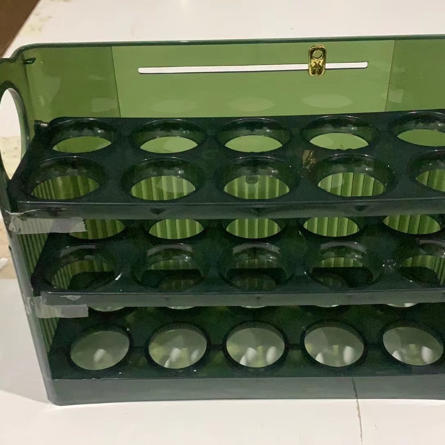 Refrigerador PET de gran capacidad puerta lateral caja de almacenamiento de huevos caja de huevos multicapa caja de huevos volcada caja de huevos temporizador